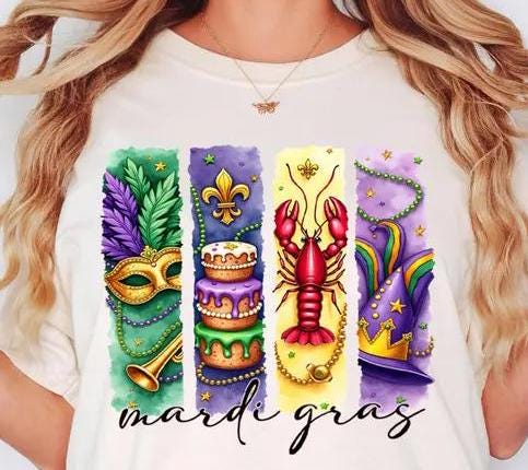 Comfort Colors Mardi Gras Carnival Shirt, Retro Mardi Gras Shirt, Fleur De Lis, Brushstroke Mardi Gras, Mardi Gras Tee, Louisiana